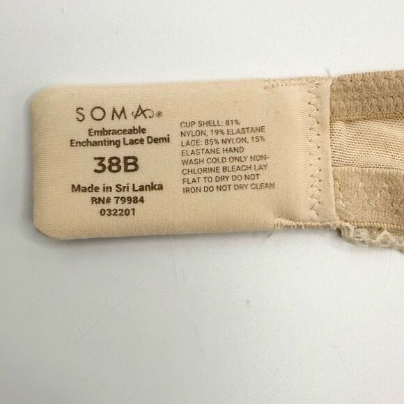 Soma Embraceable Enchanting Lace Demi Bra - Women’s US 38B - Picture 6 of 8
